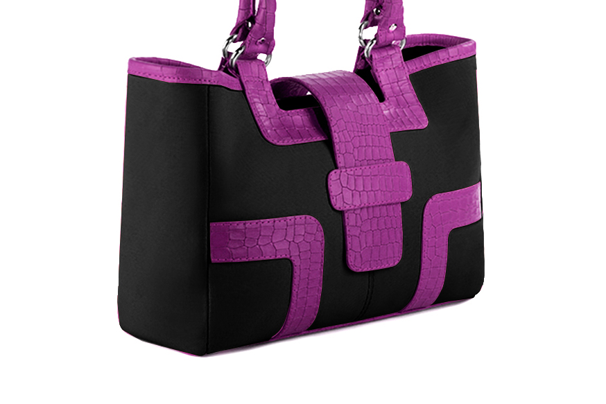 Handcrafted women's luxurious elegant handbag in premium matt black and mauve purple leather. Perfect for elevated everyday style.   
                Choose from our luxurious collections of leather and fabric to perfectly match your handbags to your outfits.